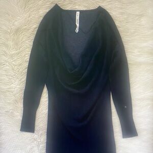 Lululemon Serenity Sweater Wrap Cowl Neck Reversible Sweater Bamboo Black Coal